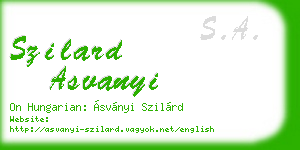 szilard asvanyi business card