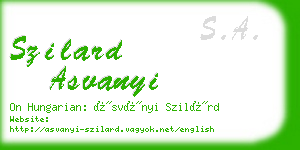 szilard asvanyi business card